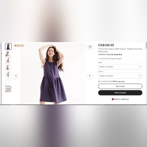 notPERFECTLINEN smocked linen midi dress in Swedish blue